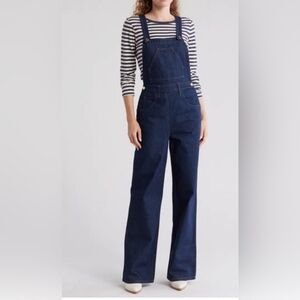 FRAME Le Italian Wide Leg Denim Overalls